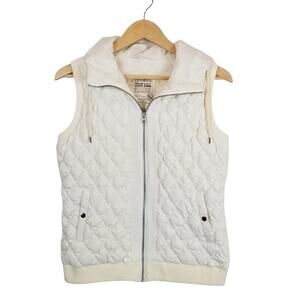 Eddie Bauer Women's Goose Down Hooded Puffer Vest Cream Size Medium